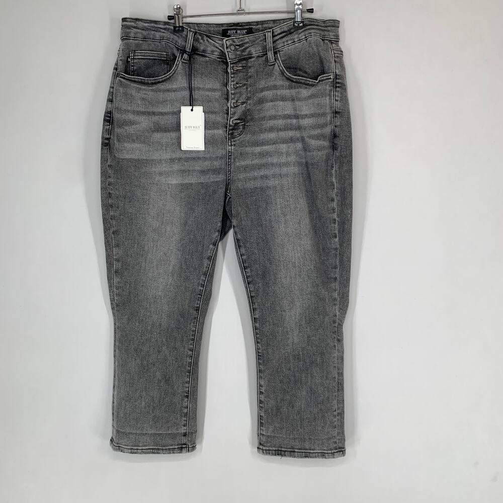 Judy Blue Women Full Size Button Fly High Waist Cuffed Capris 24 Gray Denim 23 - Picture 4 of 15